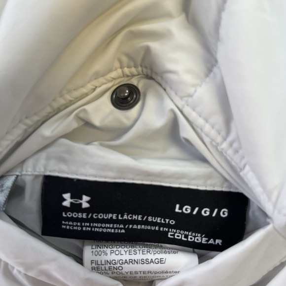 Under Armour Notre Dame Reversible Full Zip Puffer Vest Womens L Navy White - Picture 3 of 9